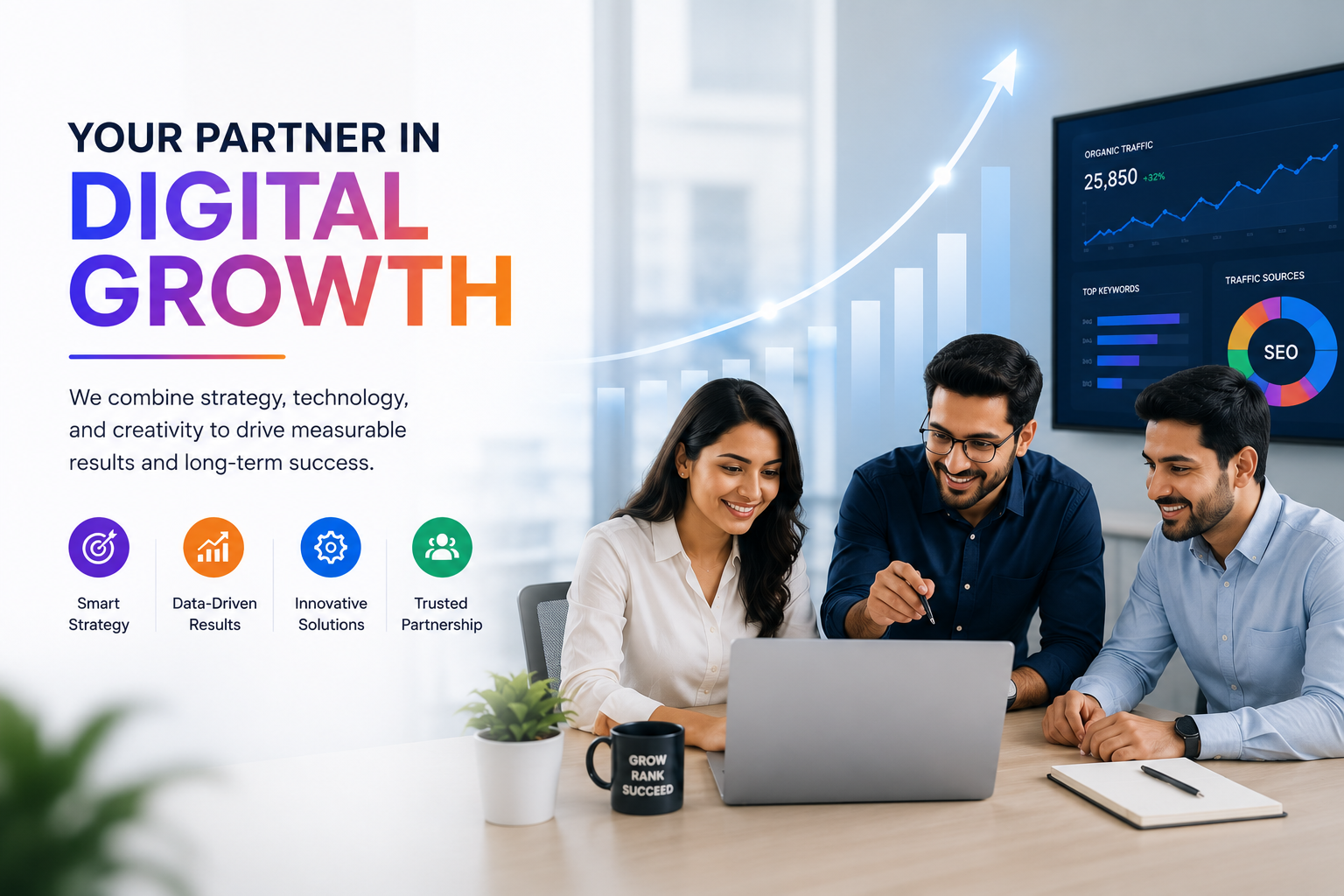 Rank Spiders digital marketing team delivering SEO growth for clients